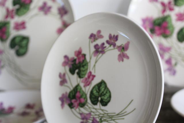 photo of Sweet Violets vintage American Limoges violet pattern china, set for 4 #9