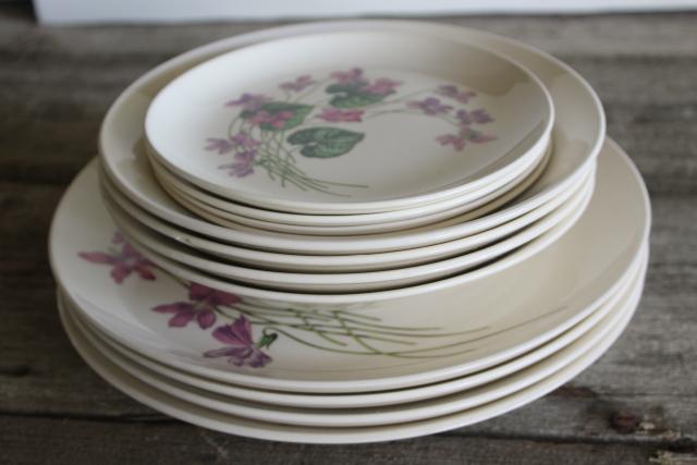 photo of Sweet Violets vintage American Limoges violet pattern china, set for 4 #10