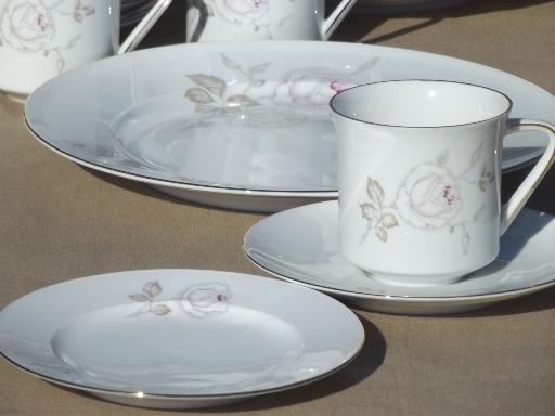 photo of Sweetheart Rose vintage Johann Haviland Bavaria china dinnerware set for 6 #2