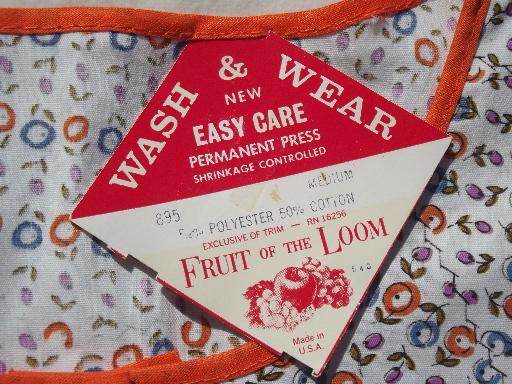 photo of Sweetheart print vintage kitchen cover-up smock w/ paper tag Fruit of the Loom  #2