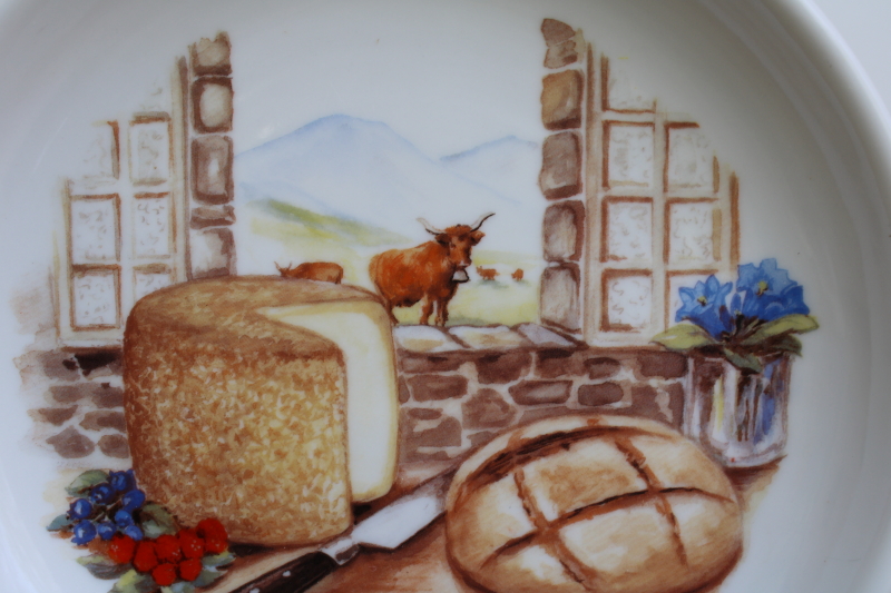 photo of Swiss Chalet china plate, brown cow & cheese Switzerland Atelier 2001 SA #2