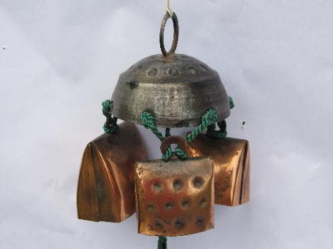 photo of Swiss alpine cow / goat bell door chime, vintage wind chimes bells #2