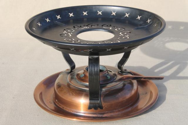 photo of Swiss copper Stockli Netstal fuel burner warming stand stove for fondue pot or chafing dish #1