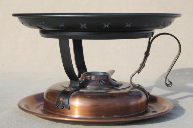 photo of Swiss copper Stockli Netstal fuel burner warming stand stove for fondue pot or chafing dish #3