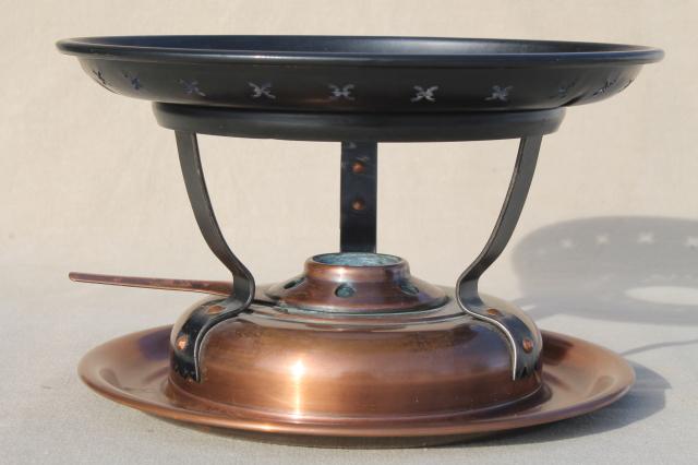 photo of Swiss copper Stockli Netstal fuel burner warming stand stove for fondue pot or chafing dish #4