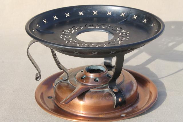 photo of Swiss copper Stockli Netstal fuel burner warming stand stove for fondue pot or chafing dish #6