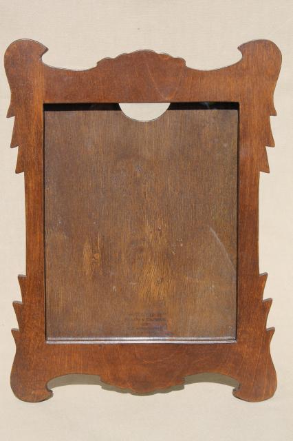 photo of Swiss cottage style vintage wood picture frame w/ easel back stand #2