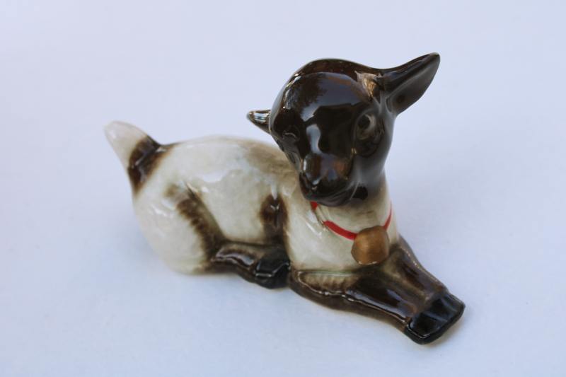 photo of Swiss goat kid brown goat vintage ceramic figurine Sonsco Japan label #5