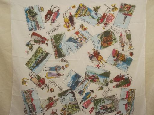 photo of Switzerland souvenir scarf, vintage Swiss cantons folk costumes print  #4