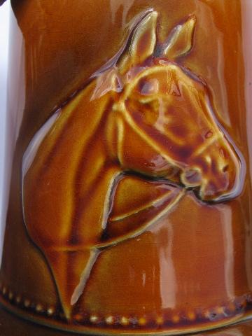 photo of Sylvac - England, vintage pottery beer stein, embossed horse head #4