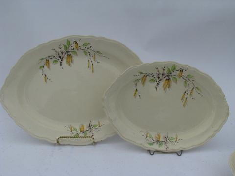 photo of Sylvan birch & pussy willows pattern, vintage Knowles china serving pieces #2