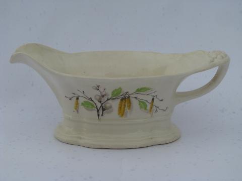 photo of Sylvan birch & pussy willows pattern, vintage Knowles china serving pieces #4