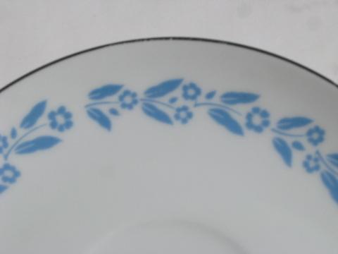 photo of Symphony in Blue flowers on white china for 8, vintage cottage floral dishes #6