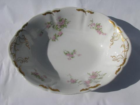 photo of Syracuse china pink floral, vintage Onondaga pottery serving bowl & soup tureen #5