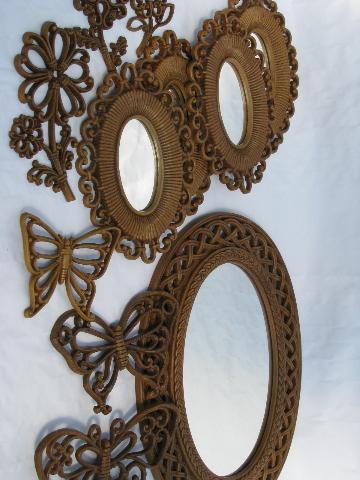 photo of Syroco - Homco retro plastic wicker mirrors, flowers, butterflies #1