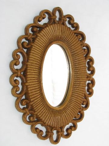 photo of Syroco - Homco retro plastic wicker mirrors, flowers, butterflies #7