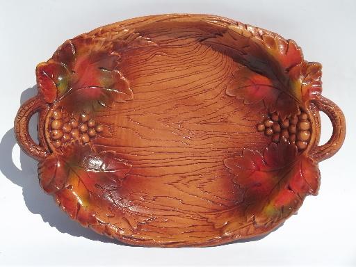 photo of Syroco Orna wood type composition autumn leaf grapes tray, vintage Multi Products #1
