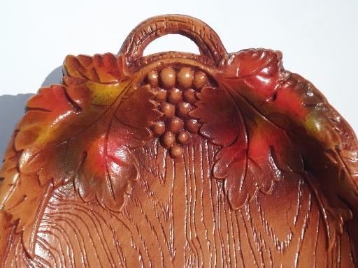 photo of Syroco Orna wood type composition autumn leaf grapes tray, vintage Multi Products #4