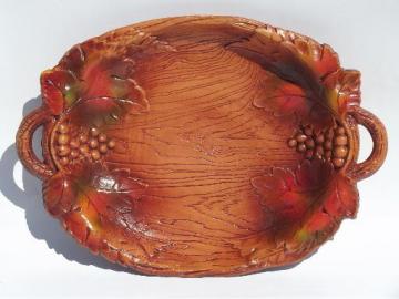 catalog photo of Syroco Orna wood type composition autumn leaf grapes tray, vintage Multi Products