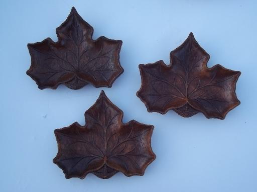 photo of Syroco Orna wood type composition leaf dishes and tray, vintage Multi Products #2