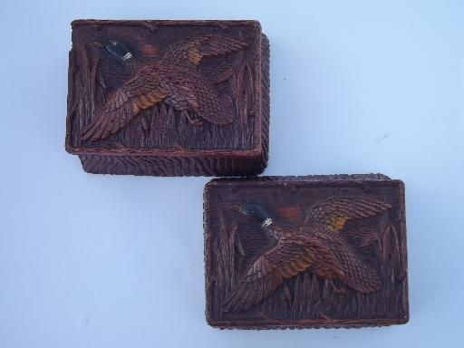 photo of Syroco Orna wood type composition mallard duck smoking set, vintage Multi Products #3