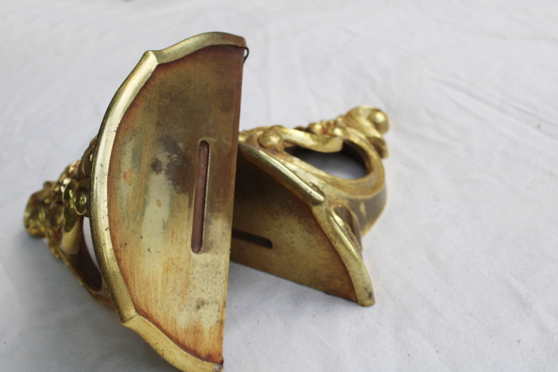 photo of Syroco gold plastic wall bracket shelves pair, ornate rococo scrolls vintage french country style  #3