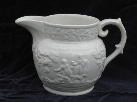 photo of T G Green vintage white ironstone china pitcher English Hunt Club #1