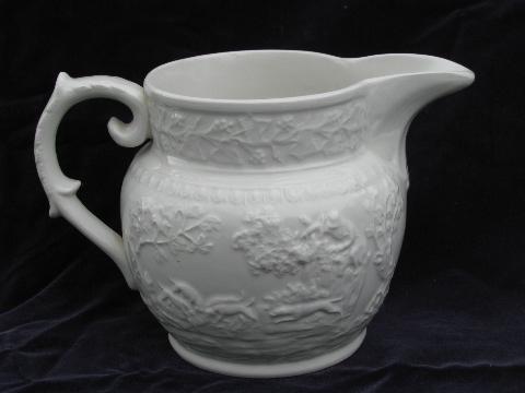 photo of T G Green vintage white ironstone china pitcher English Hunt Club #3