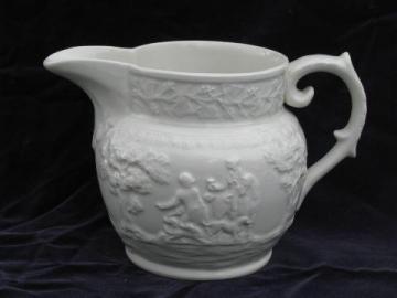 catalog photo of T G Green vintage white ironstone china pitcher English Hunt Club