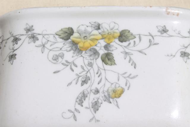 photo of T & R Boote Waterloo Potteries antique English transferware square bowl w/ handles #2