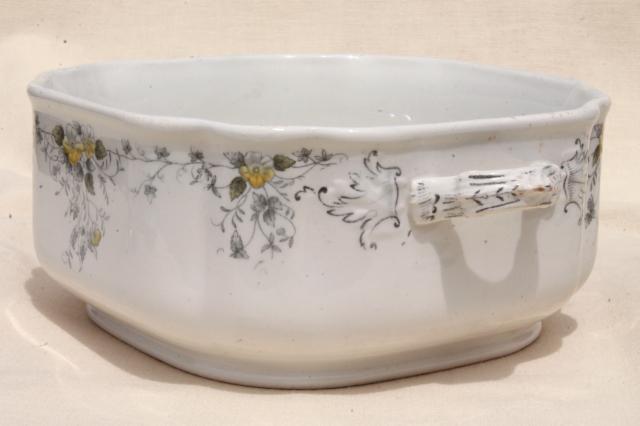 photo of T & R Boote Waterloo Potteries antique English transferware square bowl w/ handles #3