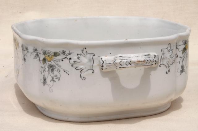 photo of T & R Boote Waterloo Potteries antique English transferware square bowl w/ handles #6