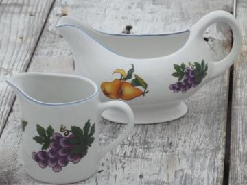 catalog photo of Tabletops Unlimited Essence fruit pattern cream pitcher & gravy boat