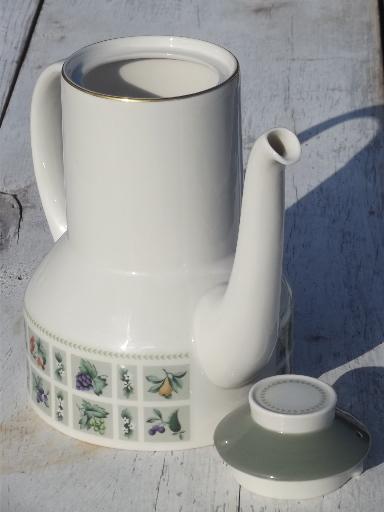 photo of Tapestry fruit and flowers, vintage Royal Doulton china coffee pot #2