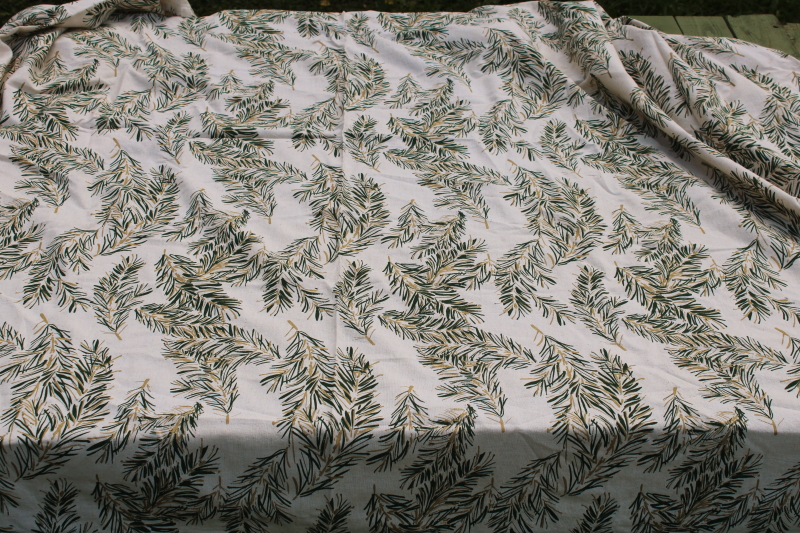 photo of Target Threshold rustic linen weave cotton tablecloth pine branches print, simple neutral winter holiday  #6
