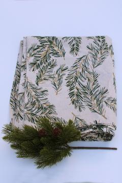 catalog photo of Target Threshold rustic linen weave cotton tablecloth pine branches print, simple neutral winter holiday 