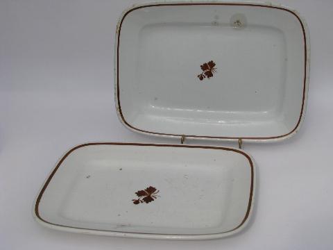 photo of Tea Leaf antique white ironstone china rectangular platters, vintage Meakin, Wedgwood #1