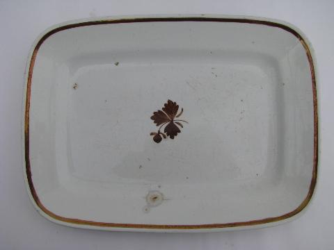 photo of Tea Leaf antique white ironstone china rectangular platters, vintage Meakin, Wedgwood #2