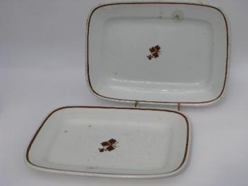 catalog photo of Tea Leaf antique white ironstone china rectangular platters, vintage Meakin, Wedgwood