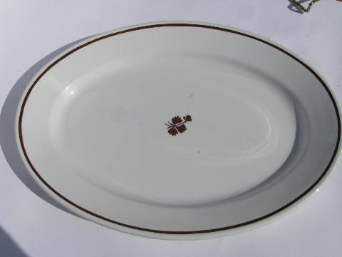 photo of Tea Leaf copper luster antique vintage white ironstone china bowl & platter #3