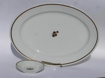 catalog photo of Tea Leaf copper luster antique vintage white ironstone china bowl & platter