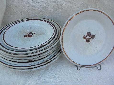 photo of Tea Leaf copper luster antique vintage white ironstone china plates lot #1