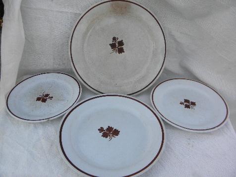 photo of Tea Leaf copper luster antique vintage white ironstone china plates lot #2