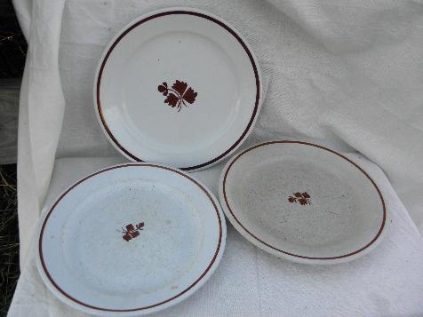 photo of Tea Leaf copper luster antique vintage white ironstone china plates lot #3