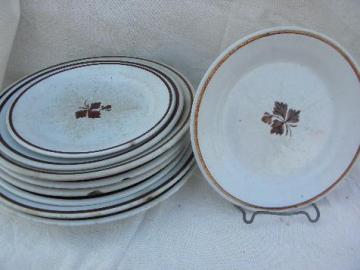 catalog photo of Tea Leaf copper luster antique vintage white ironstone china plates lot