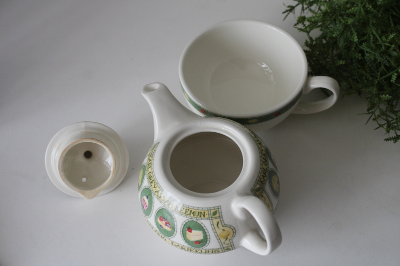 photo of Tea for one English teas print vintage ceramic pot & mug, Arthur Wood & Sons England  #2