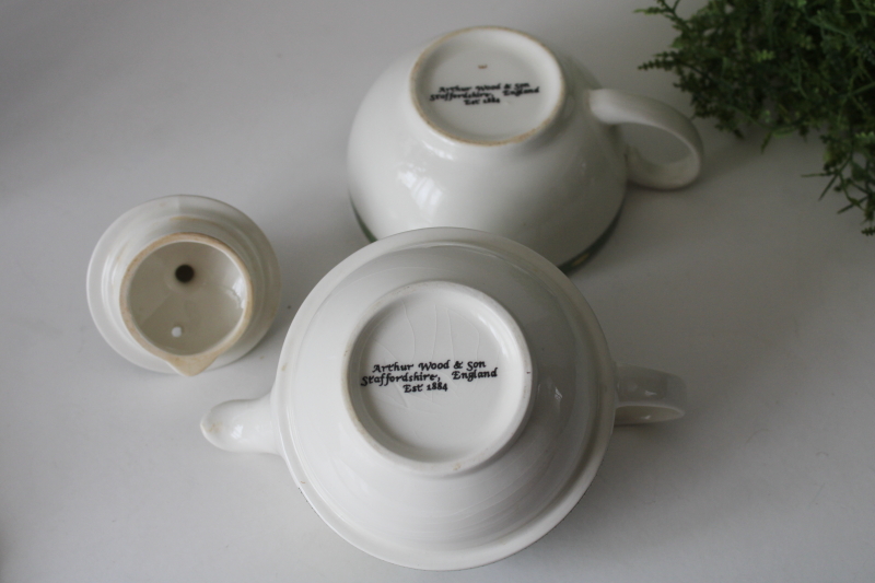 photo of Tea for one English teas print vintage ceramic pot & mug, Arthur Wood & Sons England  #3