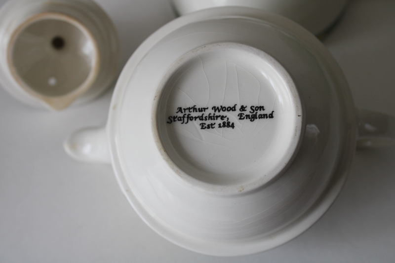 photo of Tea for one English teas print vintage ceramic pot & mug, Arthur Wood & Sons England  #4