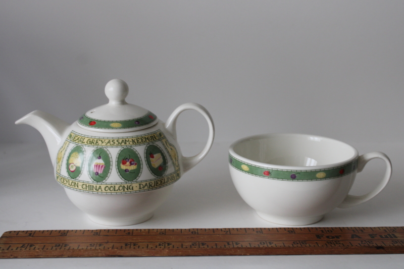 photo of Tea for one English teas print vintage ceramic pot & mug, Arthur Wood & Sons England  #6