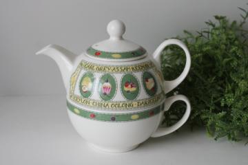 catalog photo of Tea for one English teas print vintage ceramic pot & mug, Arthur Wood & Sons England 